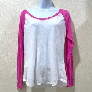 Pink by Victoria’s Secret pink and white baseball tee | Size M